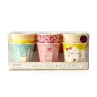 Set of 6 Small Kids Melamine Cups Rabbit Print Rice DK